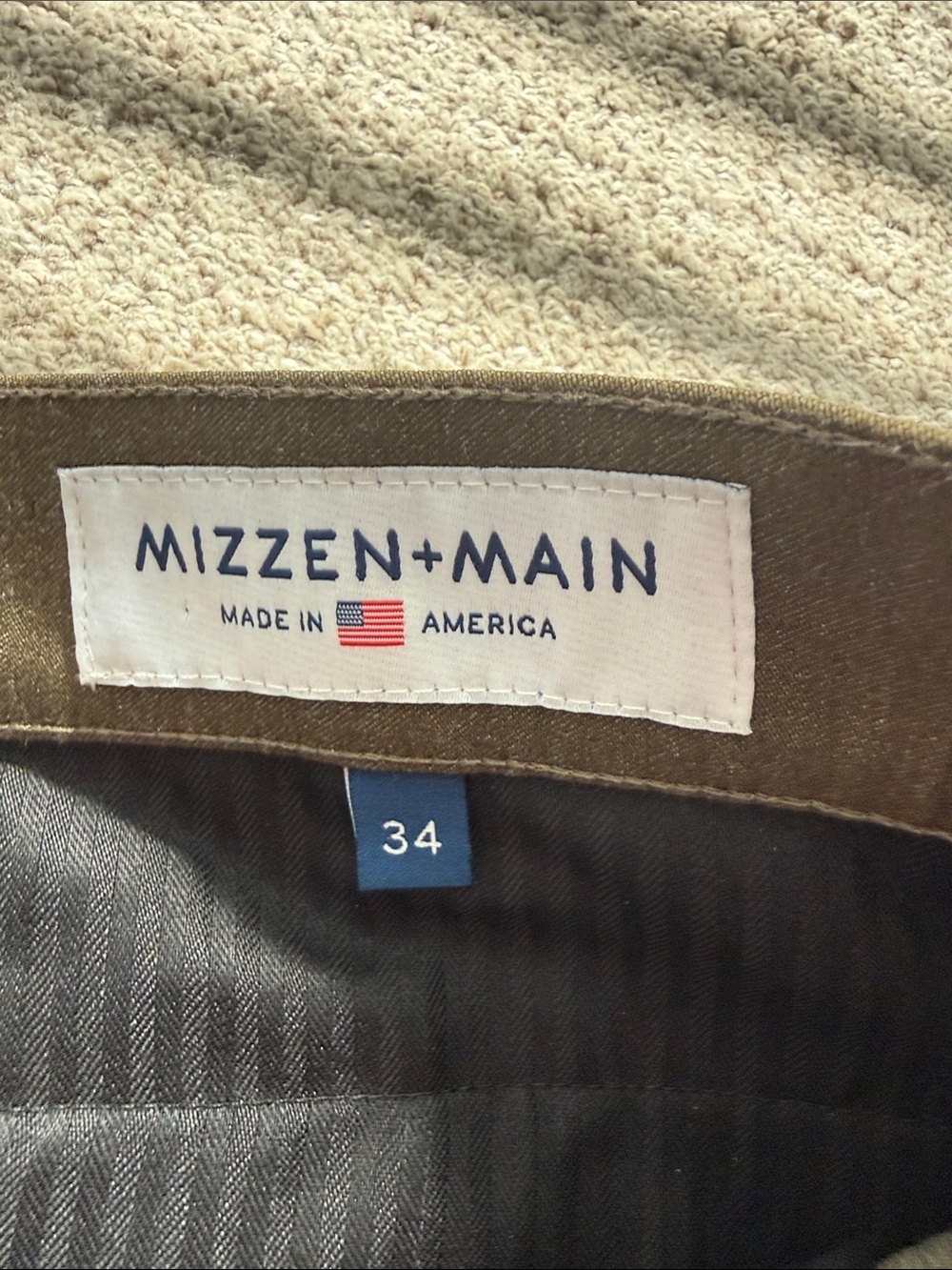 Mizzen+Main Olive Dress Pants - Slim Straight - Picture 3 of 4